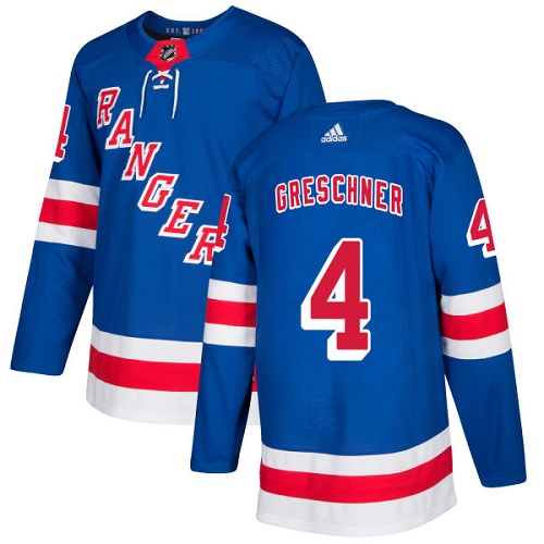 Men's Adidas New York Rangers #4 Ron Greschner Authentic Royal Blue Home NHL Jersey