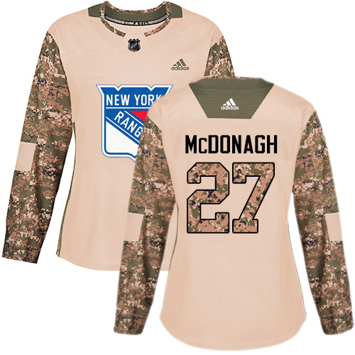 Women's Adidas New York Rangers #27 Ryan McDonagh Authentic Camo Veterans Day Practice NHL Jersey