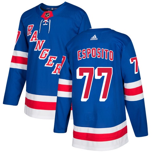 Men's Adidas New York Rangers #77 Phil Esposito Authentic Royal Blue Home NHL Jersey