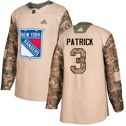 Men's Adidas New York Rangers #3 James Patrick Authentic Camo Veterans Day Practice NHL Jersey