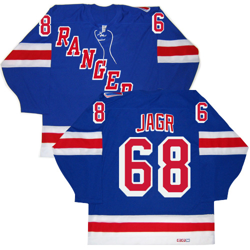 Men's CCM New York Rangers #68 Jaromir Jagr Authentic Royal Blue New Throwback NHL Jersey