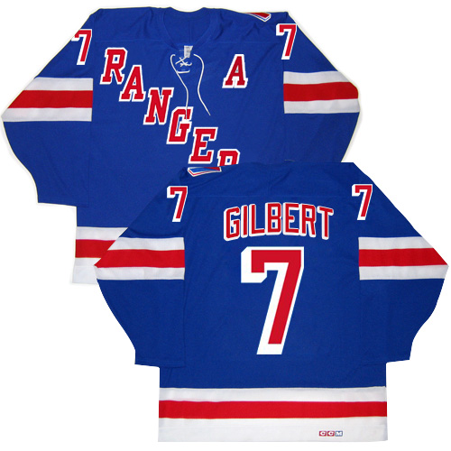 Men's CCM New York Rangers #7 Rod Gilbert Authentic Royal Blue New Throwback NHL Jersey