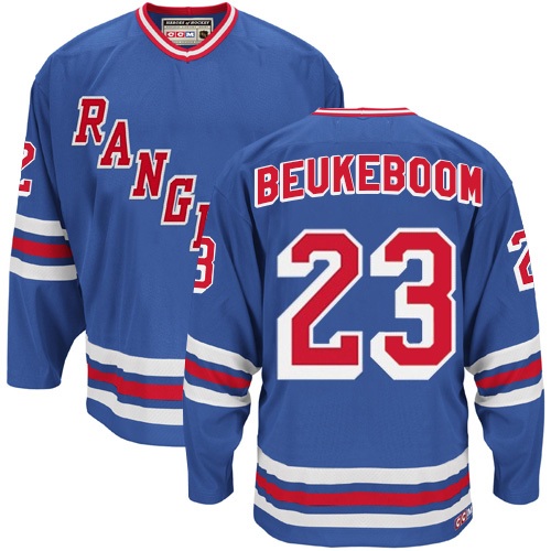 Men's CCM New York Rangers #23 Jeff Beukeboom Authentic Royal Blue Heroes of Hockey Alumni Throwback NHL Jersey