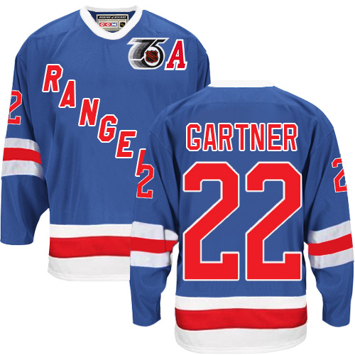 Men's CCM New York Rangers #22 Mike Gartner Premier Royal Blue 75TH Throwback NHL Jersey