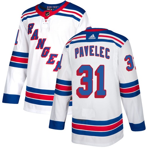 Youth Adidas New York Rangers #31 Ondrej Pavelec Authentic White Away NHL Jersey