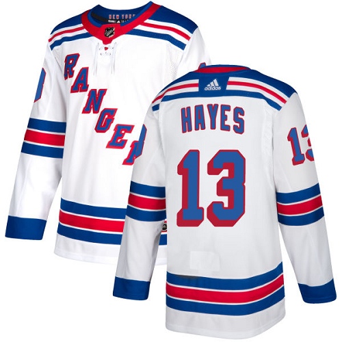 Men's Adidas New York Rangers #13 Kevin Hayes Authentic White Away NHL Jersey