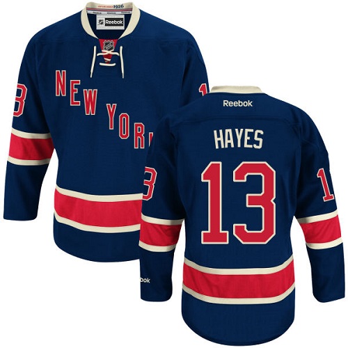 Men's Reebok New York Rangers #13 Kevin Hayes Authentic Navy Blue Third NHL Jersey