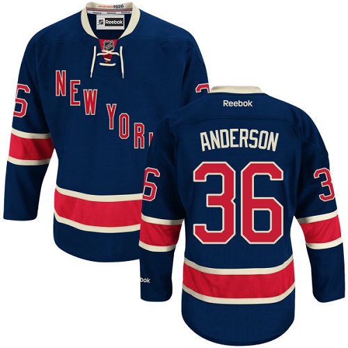 Men's Reebok New York Rangers #36 Glenn Anderson Authentic Navy Blue Third NHL Jersey