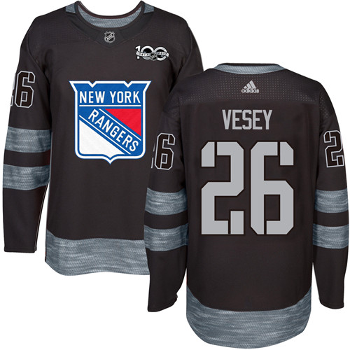Men's Adidas New York Rangers #26 Jimmy Vesey Authentic Black 1917-2017 100th Anniversary NHL Jersey