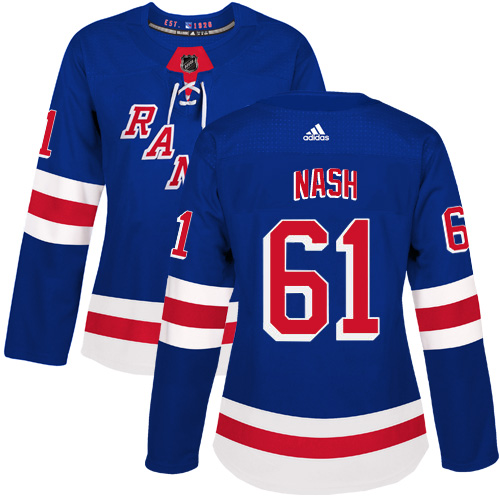 Women's Adidas New York Rangers #61 Rick Nash Authentic Royal Blue Home NHL Jersey