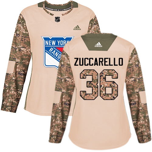 Women's Adidas New York Rangers #36 Mats Zuccarello Authentic Camo Veterans Day Practice NHL Jersey