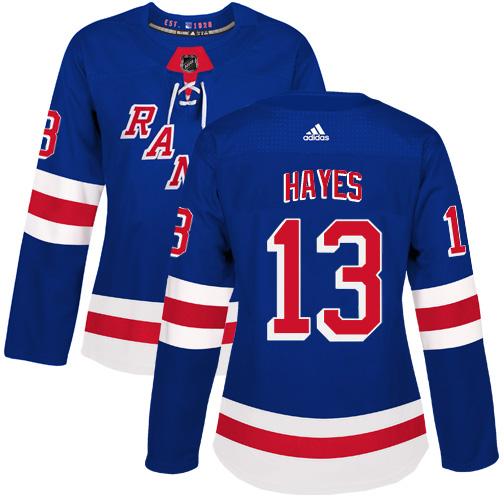 Women's Adidas New York Rangers #13 Kevin Hayes Authentic Royal Blue Home NHL Jersey