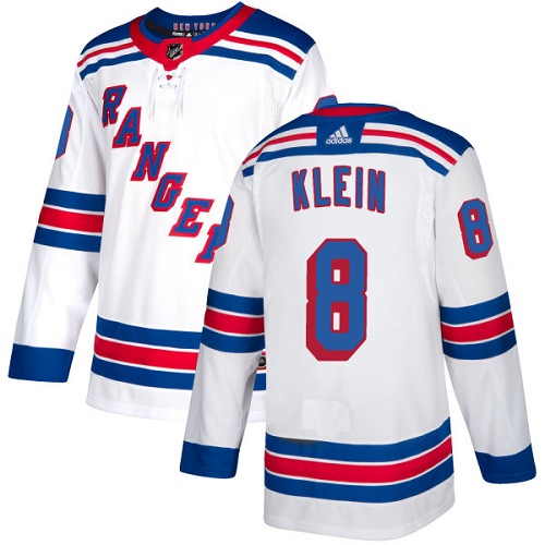 Youth Adidas New York Rangers #8 Kevin Klein Authentic White Away NHL Jersey