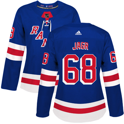 Women's Adidas New York Rangers #68 Jaromir Jagr Authentic Royal Blue Home NHL Jersey