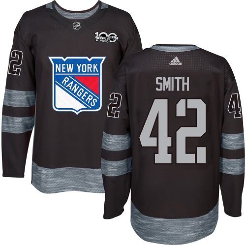 Men's Adidas New York Rangers #42 Brendan Smith Premier Black 1917-2017 100th Anniversary NHL Jersey