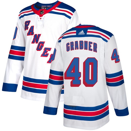 Youth Adidas New York Rangers #40 Michael Grabner Authentic White Away NHL Jersey