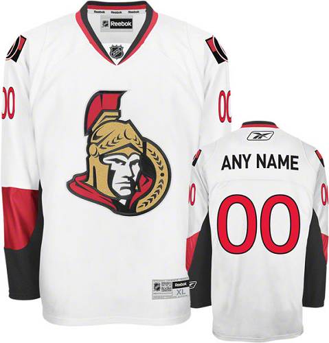 Men's Reebok Ottawa Senators Customized Authentic White Away NHL Jersey