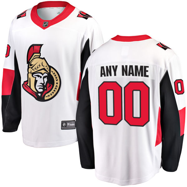 Men's Ottawa Senators Customized Fanatics Branded White Away Breakaway NHL Jersey