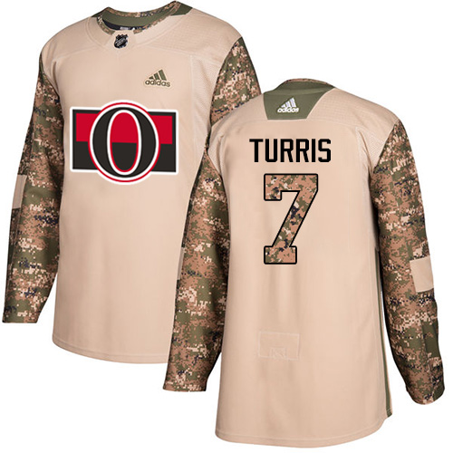 Men's Adidas Ottawa Senators #7 Kyle Turris Authentic Camo Veterans Day Practice NHL Jersey
