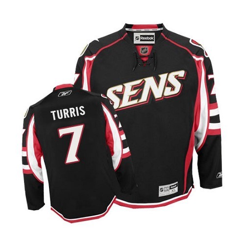 Men's Reebok Ottawa Senators #7 Kyle Turris Authentic Black Third NHL Jersey