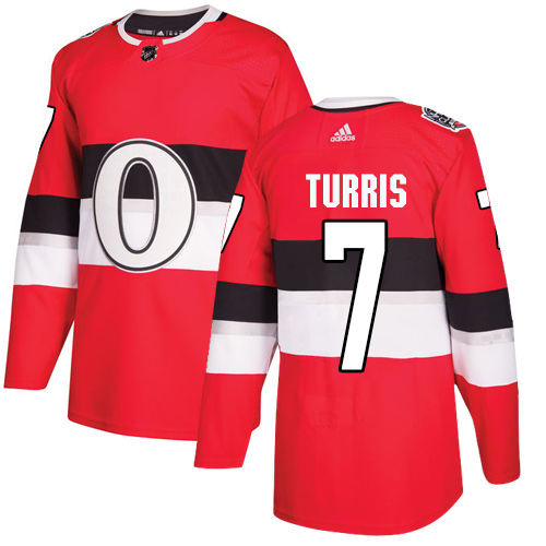 Men's Adidas Ottawa Senators #7 Kyle Turris Authentic Red 2017 100 Classic NHL Jersey