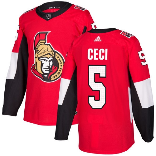 Men's Adidas Ottawa Senators #5 Cody Ceci Premier Red Home NHL Jersey