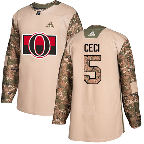 Men's Adidas Ottawa Senators #5 Cody Ceci Authentic Camo Veterans Day Practice NHL Jersey