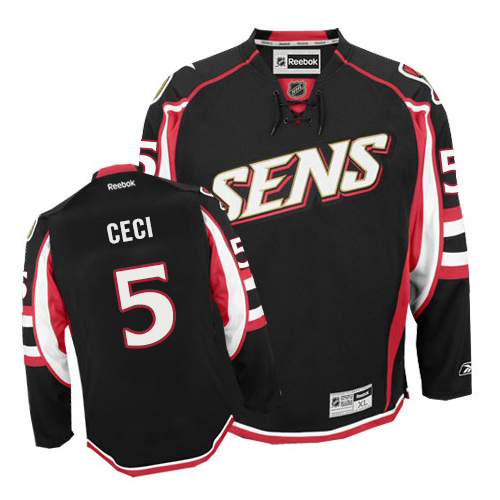 Men's Reebok Ottawa Senators #5 Cody Ceci Authentic Black Third NHL Jersey