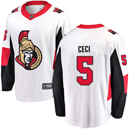 Men's Ottawa Senators #5 Cody Ceci Fanatics Branded White Away Breakaway NHL Jersey