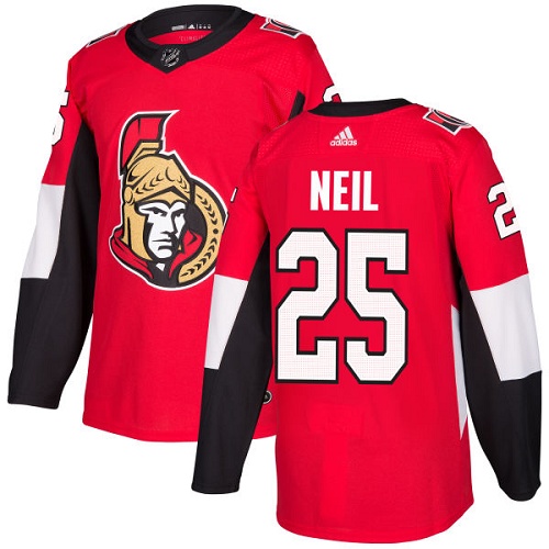 Men's Adidas Ottawa Senators #25 Chris Neil Authentic Red Home NHL Jersey