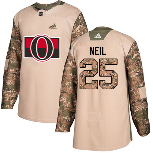 Men's Adidas Ottawa Senators #25 Chris Neil Authentic Camo Veterans Day Practice NHL Jersey