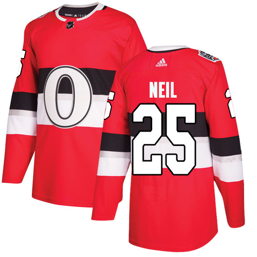 Men's Adidas Ottawa Senators #25 Chris Neil Authentic Red 2017 100 Classic NHL Jersey