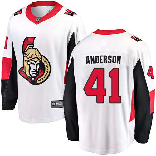 Men's Ottawa Senators #41 Craig Anderson Fanatics Branded White Away Breakaway NHL Jersey