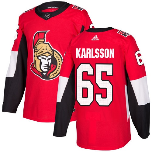 Men's Adidas Ottawa Senators #65 Erik Karlsson Authentic Red Home NHL Jersey