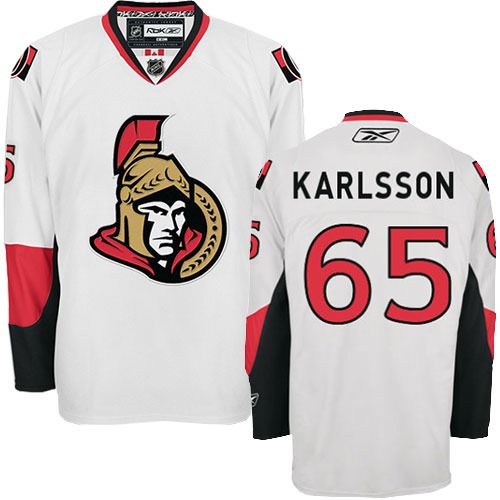 Men's Reebok Ottawa Senators #65 Erik Karlsson Authentic White Away NHL Jersey