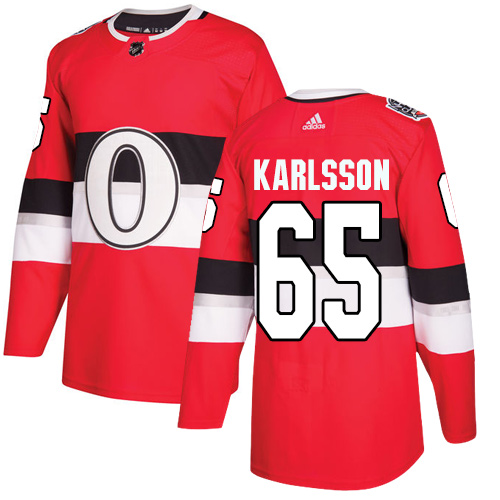 Men's Adidas Ottawa Senators #65 Erik Karlsson Authentic Red 2017 100 Classic NHL Jersey