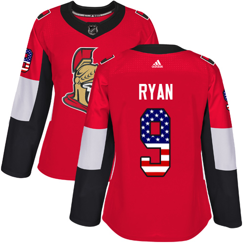 Women's Adidas Ottawa Senators #9 Bobby Ryan Authentic Red USA Flag Fashion NHL Jersey