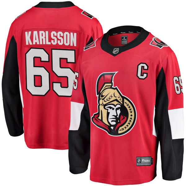 Men's Ottawa Senators #65 Erik Karlsson Fanatics Branded Red Home Breakaway NHL Jersey