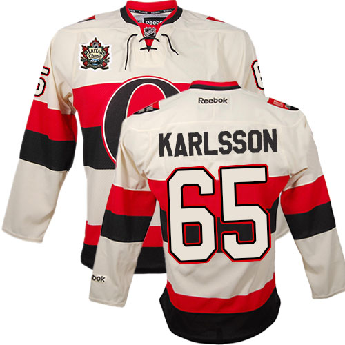 Men's Reebok Ottawa Senators #65 Erik Karlsson Premier Cream 2014 Heritage Classic NHL Jersey