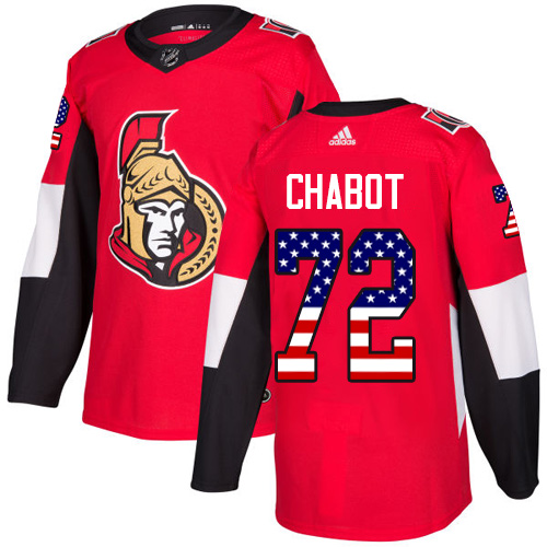 Men's Adidas Ottawa Senators #72 Thomas Chabot Authentic Red USA Flag Fashion NHL Jersey