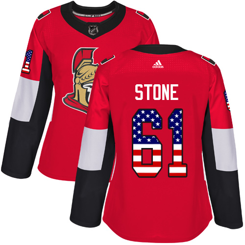 Women's Adidas Ottawa Senators #61 Mark Stone Authentic Red USA Flag Fashion NHL Jersey
