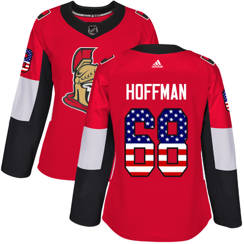 Women's Adidas Ottawa Senators #68 Mike Hoffman Authentic Red USA Flag Fashion NHL Jersey