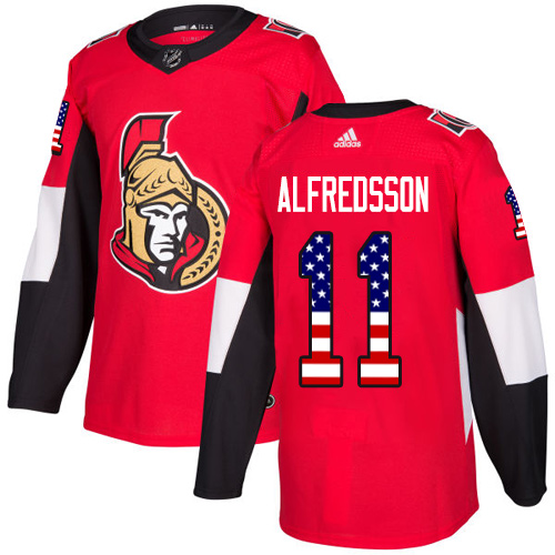 Men's Adidas Ottawa Senators #11 Daniel Alfredsson Authentic Red USA Flag Fashion NHL Jersey