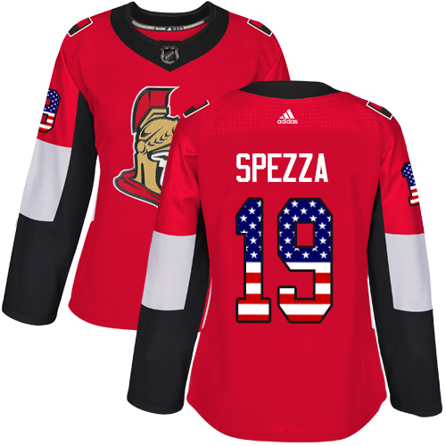 Women's Adidas Ottawa Senators #19 Jason Spezza Authentic Red USA Flag Fashion NHL Jersey