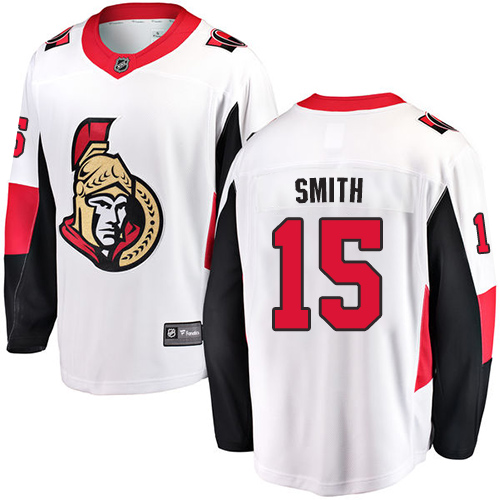 Men's Ottawa Senators #15 Zack Smith Fanatics Branded White Away Breakaway NHL Jersey