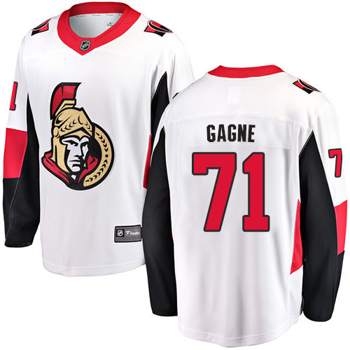 Youth Ottawa Senators #71 Gabriel Gagne Fanatics Branded White Away Breakaway NHL Jersey