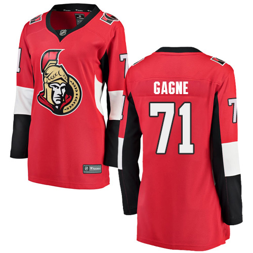 Women's Ottawa Senators #71 Gabriel Gagne Fanatics Branded Red Home Breakaway NHL Jersey