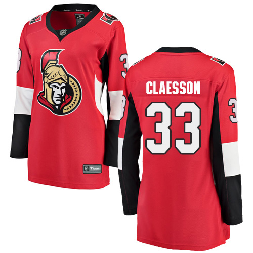 Women's Ottawa Senators #33 Fredrik Claesson Fanatics Branded Red Home Breakaway NHL Jersey