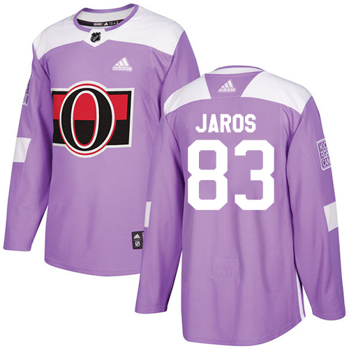 Men's Adidas Ottawa Senators #83 Christian Jaros Authentic Purple Fights Cancer Practice NHL Jersey
