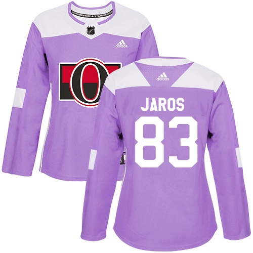 Women's Adidas Ottawa Senators #83 Christian Jaros Authentic Purple Fights Cancer Practice NHL Jersey